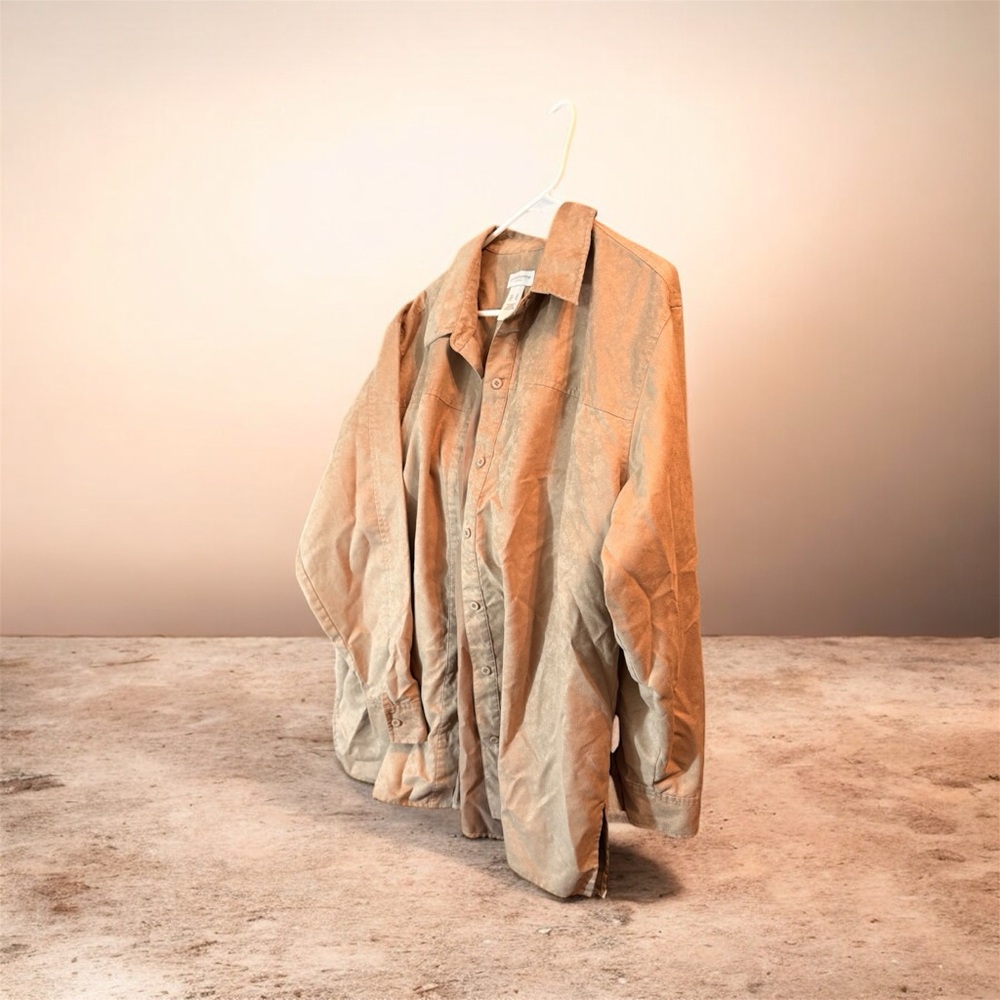 Women's polyester suede button up shirt/side slits